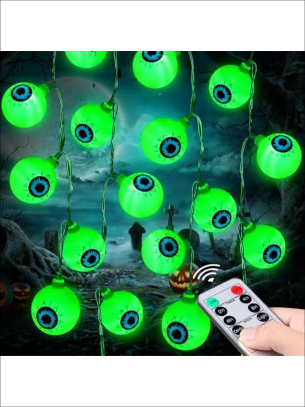 Halloween String Lights 30 LED 17Ft Eyeball Lights with Timer Remote Battery